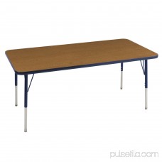 ECR4Kids 30in x 48in Rectangle Everyday T-Mold Adjustable Activity Table Maple/Maple/Navy - Standard Swivel 565360512